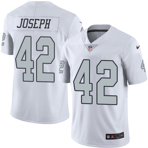 Men's Elite Karl Joseph Nike Jersey White - #42 Rush NFL Oakland Raiders